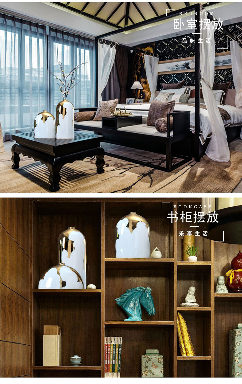 Jingdezhen ceramic checking gold - plated flower household act the role ofing is tasted furnishing articles flower arranging TV ark, decoration decoration