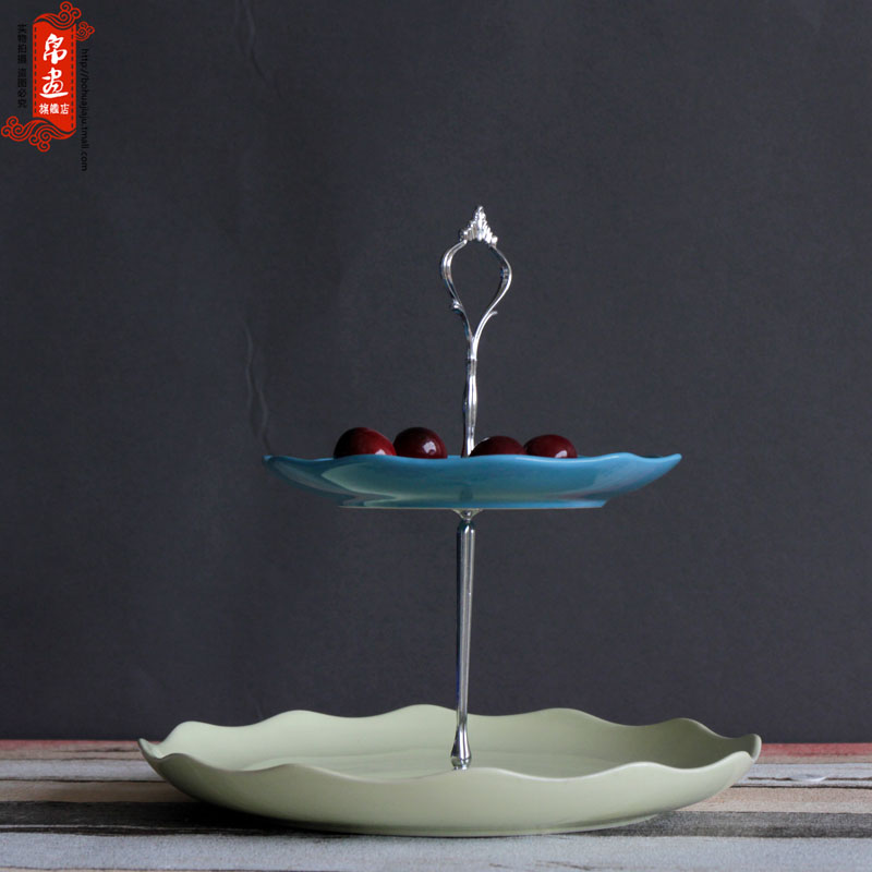 European pastoral jingdezhen ceramics two the layers of fruit cake snacks confectionery plate of the sitting room tea table furnishing articles