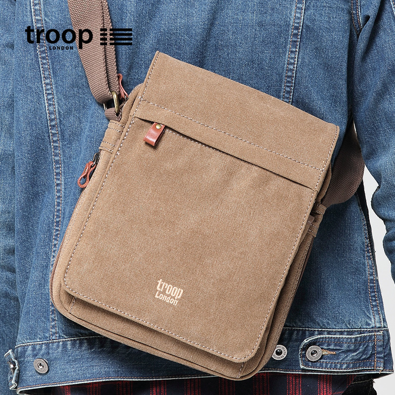Troop shoulder canvas bag iPad shoulder oblique cross commuter casual shoulder back British crossbody retro canvas bag