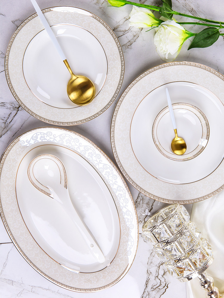 2026 New Bowl and Plate Set for Home Use, Tableware Set for Housewarming, High-Temperature Bone China Tableware Set, Jingdezhen Ceramic Bowls and Plates