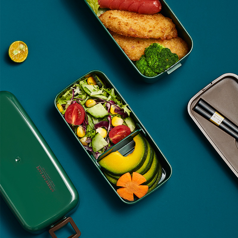 btif square plastic lunch box students with two layers of lunch box separated type of heated dining box refreshing bowl for work people