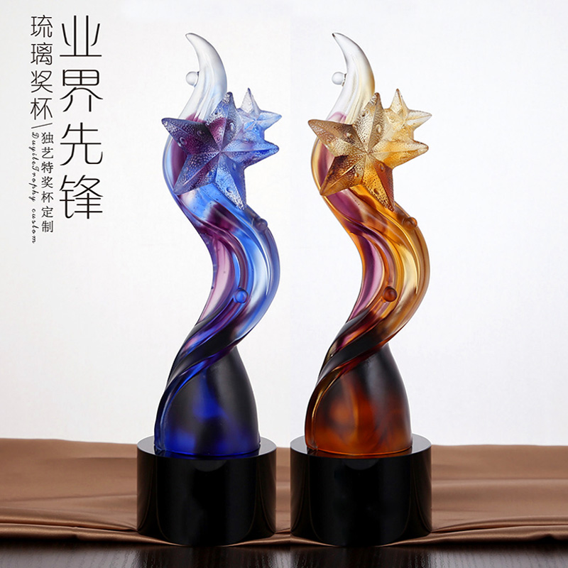 Starfish glass trophy custom medal creative custom spot crystal medal competition year-end award lettering production