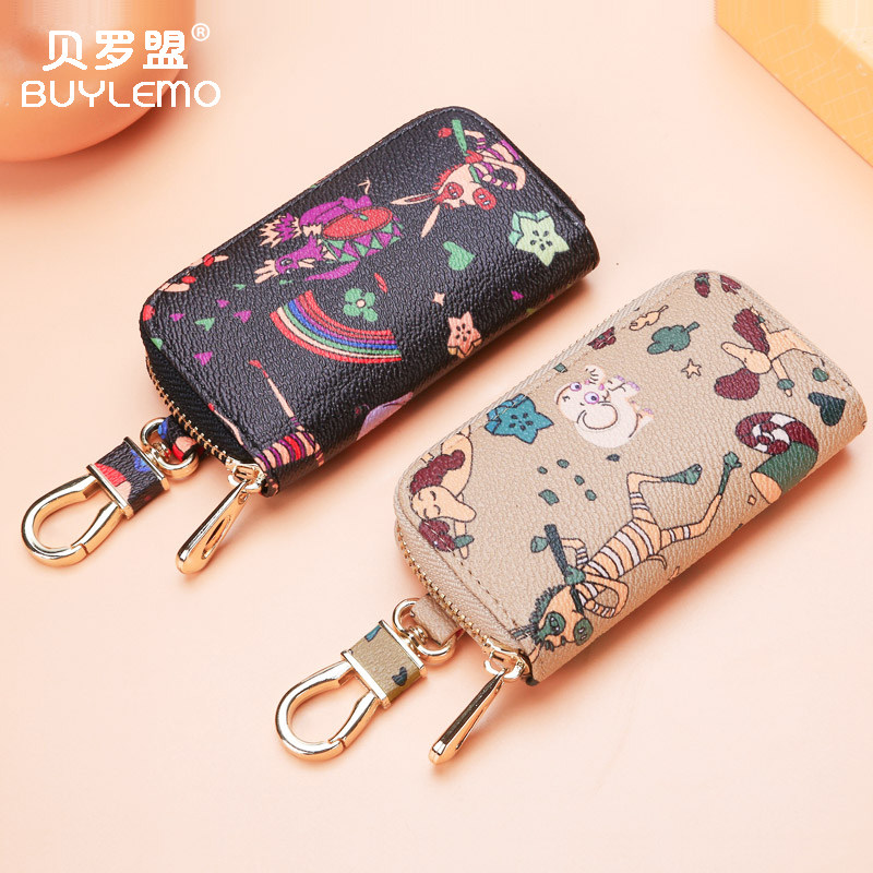 Key bag women's zipper Korean cute cute multi-functional large capacity personality creative waist hanging household key set buckle
