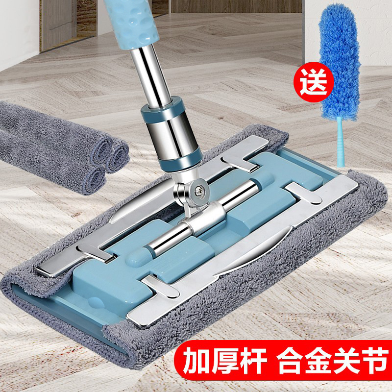 Mop for Home Use, Flat Mop, One-Swipe Clean, Clip-On Absorbent Replacement Cloth, Dual-Use for Dry and Wet, Thickened, Special for Floor Cleaning