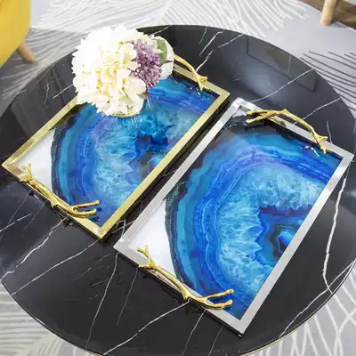 Nordic light luxury metal storage tray ornaments household coffee table tea tray model room home decorations decoration decoration