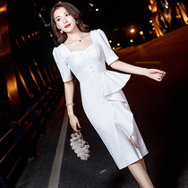 White small evening dress women 2021 New banquet usually can wear temperament high-end dress short light luxury niche