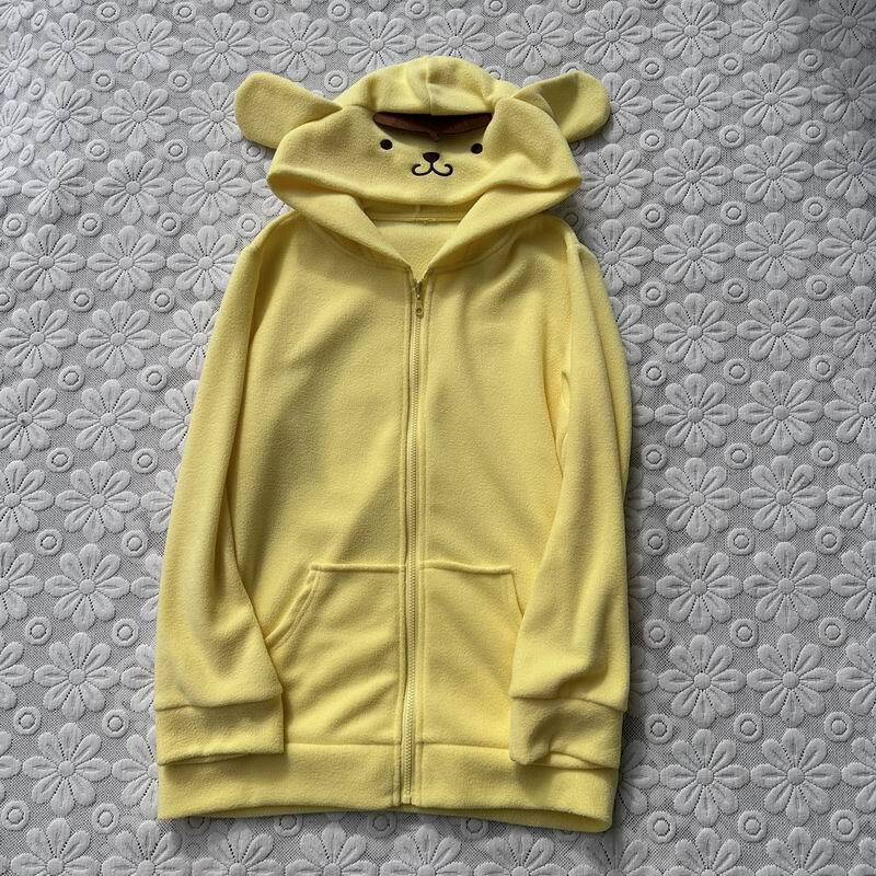 Japanese-Style Cartoon Dog Cute Ears Hooded Zip Pocket Soft Fleece Loungewear Top for Women, Can Be Worn Outside