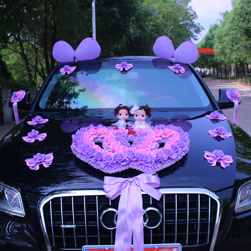 Wedding car decoration supplies a full set of wedding car decoration set creative wedding couple bear pull flower layout main car floral headdress