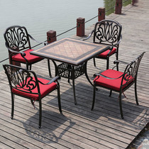 Outdoor cast aluminum table and chair combination outdoor courtyard five-piece furniture terrace leisure villa balcony table and chair three-piece set
