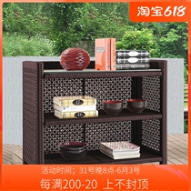 Rattan Cabinet Locker Outdoor Rattan Bookcase Wine Cabinet Dining Side Cabinet Triple Tea Water Cabinet Patio Balcony Cabinet