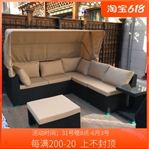 Balcony Villa outdoor villa Terrace Rattan chair Sofa Tea Table Outdoor Patio Garden Living-room Vines Imitation Vine Bed