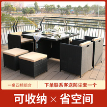 Rattan chair Garden Hotel coffee rattan balcony Leisure outdoor table and chair combination Villa Terrace courtyard outdoor furniture