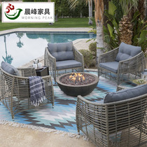 Outdoor courtyard rattan sofa table and chair kit living room balcony outdoor leisure rattan wicker chair sofa three-piece combination