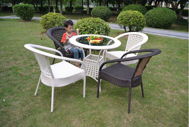 Balcony courtyard table and chairs cafe leisure furniture outdoor rattan art five-piece set combination rattan chair coffee table three-piece set