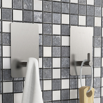 Clothes adhesive hook wall hanging non-perforated 304 stainless steel single adhesive hook kitchen toilet creative adhesive hook strong sticky