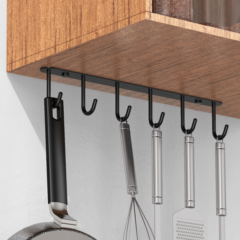 Cabinet Hook 304 stainless steel free of punch Placed Top Row Hook Kitchen Hook Hanging Pan Shovel Rack Soup Spoon Hanging Cup Rack-Taobao