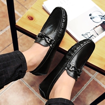 Summer New Bean shoes mens leather trend soft bottom breathable fashion British driving flat lazy casual shoes men