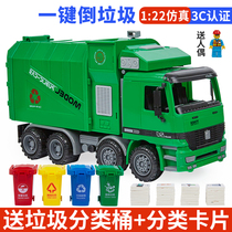 Simulation inertia resistant to fall-resistant bucket garbage truck large sanitation project model sprinkler clear boy childrens toys