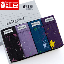 Red Bean Mens Pure Color Cotton Quality Youth In Old Age Breathability Sensation U Convex Elastic Cotton Flat Angle Four-corner Underpants Head