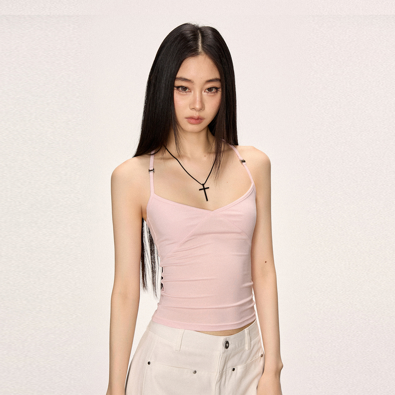 Cherry Melody Split Elastic Design Slim-Fit Camisole Women's Short Top Hot Girl Style Summer