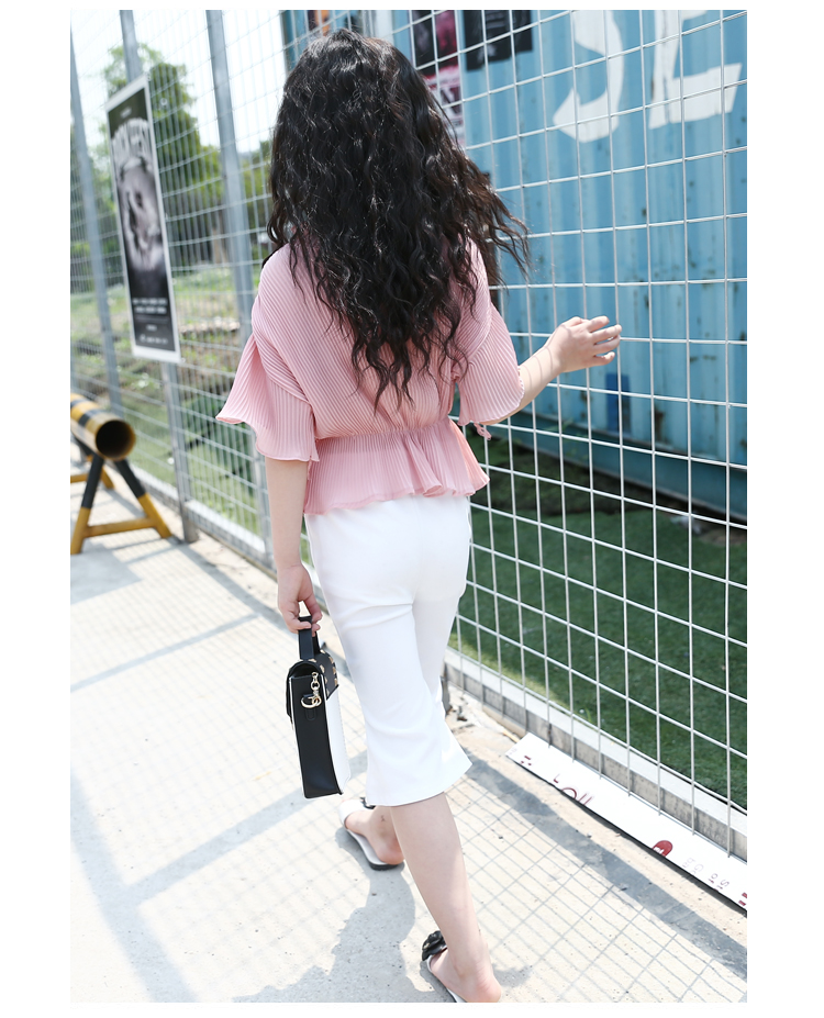 Cô gái mùa hè 2018 thời trang mới Hàn Quốc trẻ em voan ngắn tay áo hai dây quần short trẻ em lớn shop trẻ em
