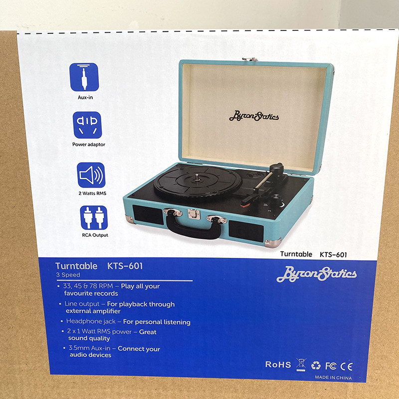 Виниловый проигрыватель 装逼送礼利器！出老美覆古黑胶唱片机3速内置立体声扬声手提箱