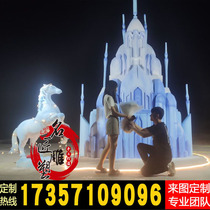 Foam sculpture custom frozen theme wedding props Christmas big iceberg snow house decoration European Castle