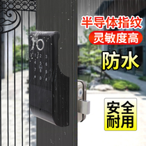 Villa outdoor old iron door waterproof smart cow head fingerprint lock access control password swipe card anti-theft outdoor courtyard