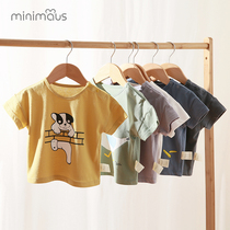 Baby short sleeve T-shirt cotton male children cartoon base shirt thin girl baby Foreign style coat summer