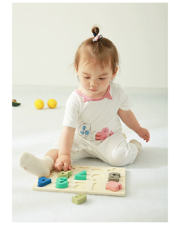 Quần áo sơ sinh ngắn tay một mảnh mùa hè cho bé quần áo sơ sinh cotton mỏng khóa vai bé romper leo núi quần áo mùa hè - Áo liền quần