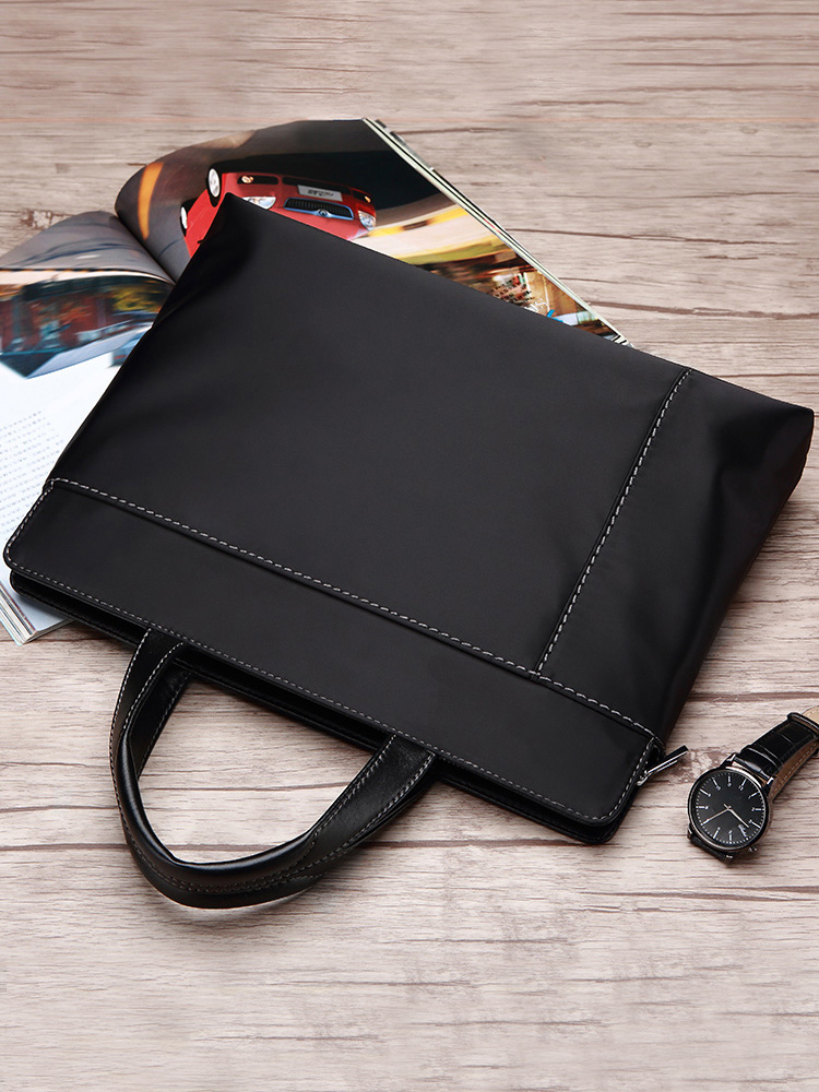 Briefcase Men's business canvas bag Simple crossbody bag Large capacity file backpack Office computer men's handbag