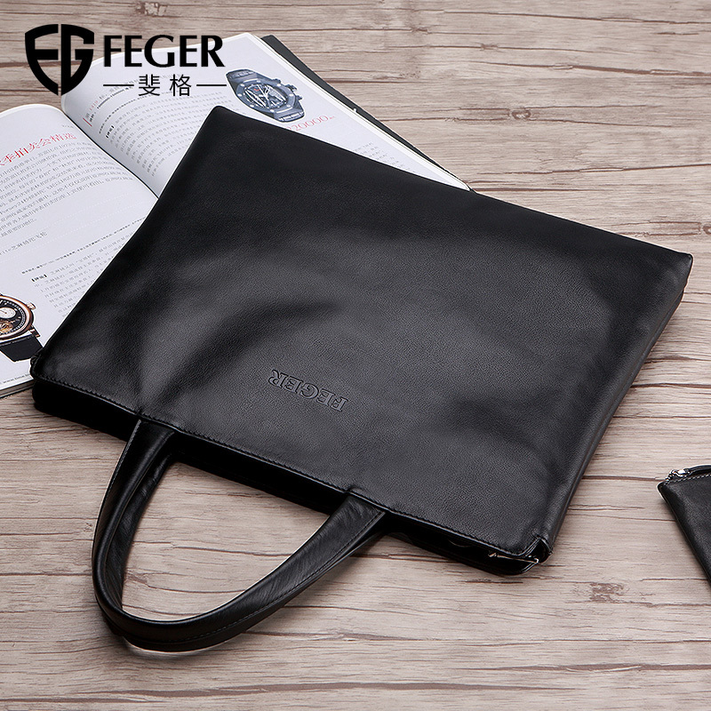 Feige Genuine Leather Briefcase Men's Business Handbag Men's Leather Bag Casual Computer Bag Commuter Document Bag Men's Bag