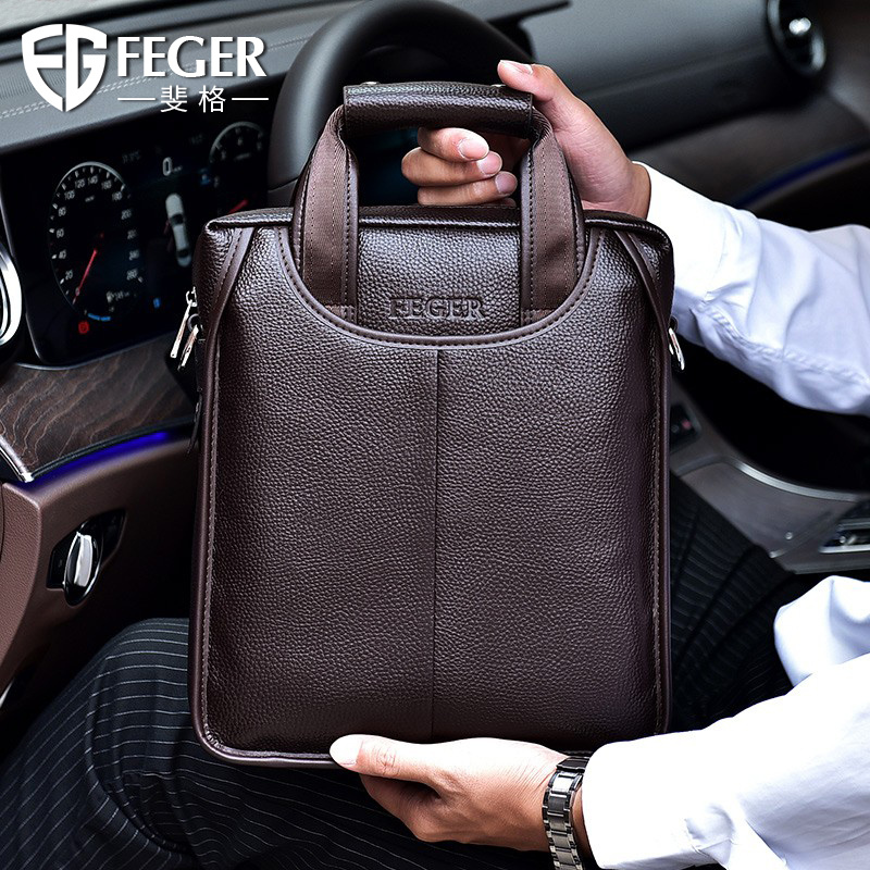 Feige Genuine Leather Men's Crossbody Bag Cowhide Shoulder Bag Father's Business Backpack Casual Vertical Handbag Briefcase for Men Feige Genuine Leather Men's Crossbody Bag Cowhide Shoulder Bag Father's Business Backpack Casual Vertical Handbag Briefcase for Men