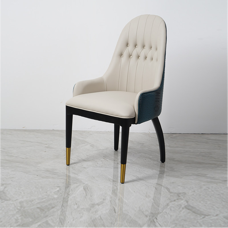 Haotianyi hotel Solid wood soft bag chair Light luxury backrest Guest chair New Chinese oak leather chair Villa club chair