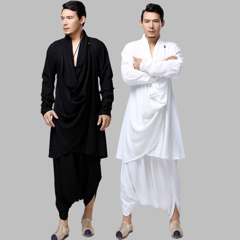 Zen dance practice suit Chinese style linen Hanfu men's set of ancient wind Road robes men's xianqi resident Tang costume