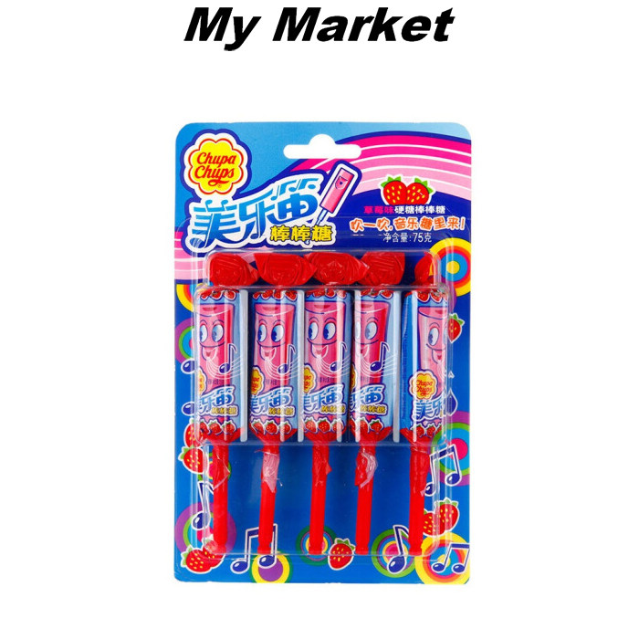 Chupa Chups Lollipop Strawberry treasure pearl Melo flute Strawberry flavor hard Lollipop