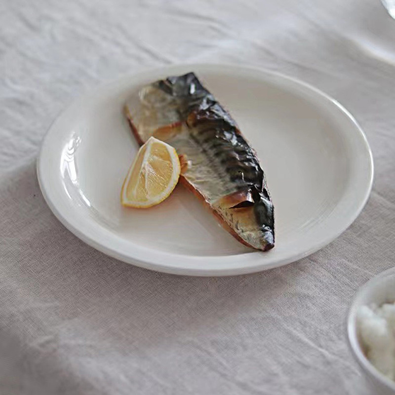 Mijian canteen ceramic dinner plate ins pure white minimalist round plate steak flat plate Chinese food Western food shallow plate