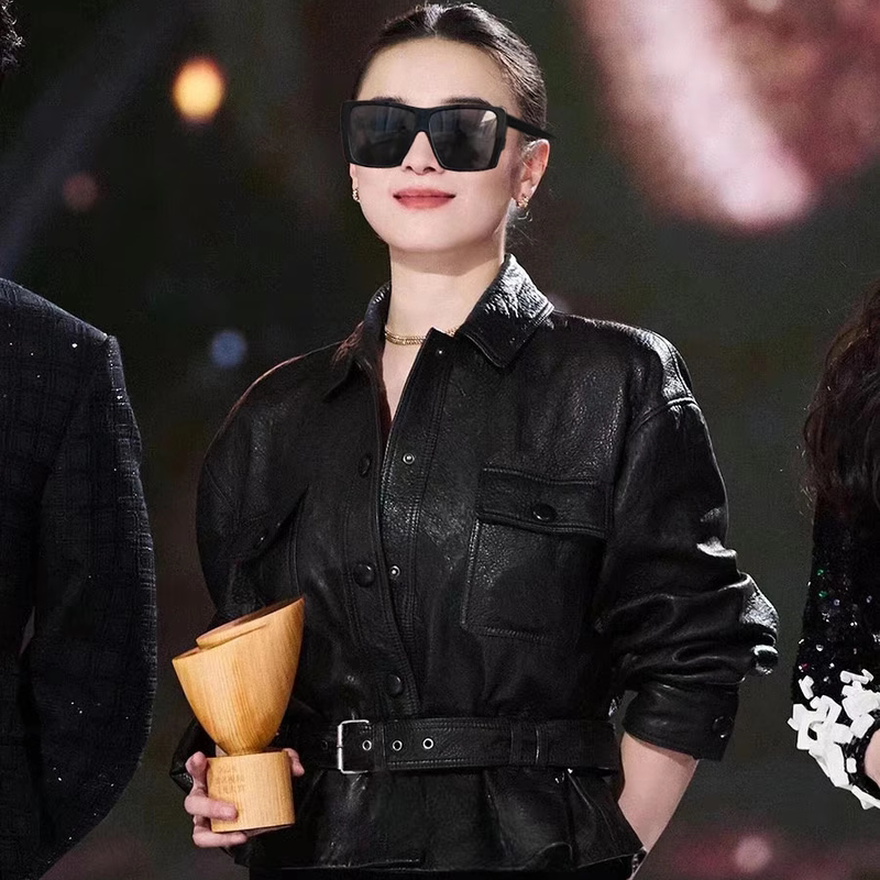 Celebrity-Inspired Haining Leather Jacket 2026 Spring New Slim-Fit Short Black Leather Motorcycle Jacket for Women