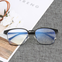 Men and women full-frame anti-blue radiation glasses without degree computer eye protection flat light color change with myopia anti-fog anti-fatigue