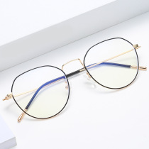 Anti-blue radiation glasses metal frame men and women flat light eye protection anti-fatigue discoloration without degree anti-fog with myopia