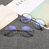 Men and women anti-blue radiation glasses round frame simple non-degree flat light eye protection color with myopia anti-fog anti-fatigue
