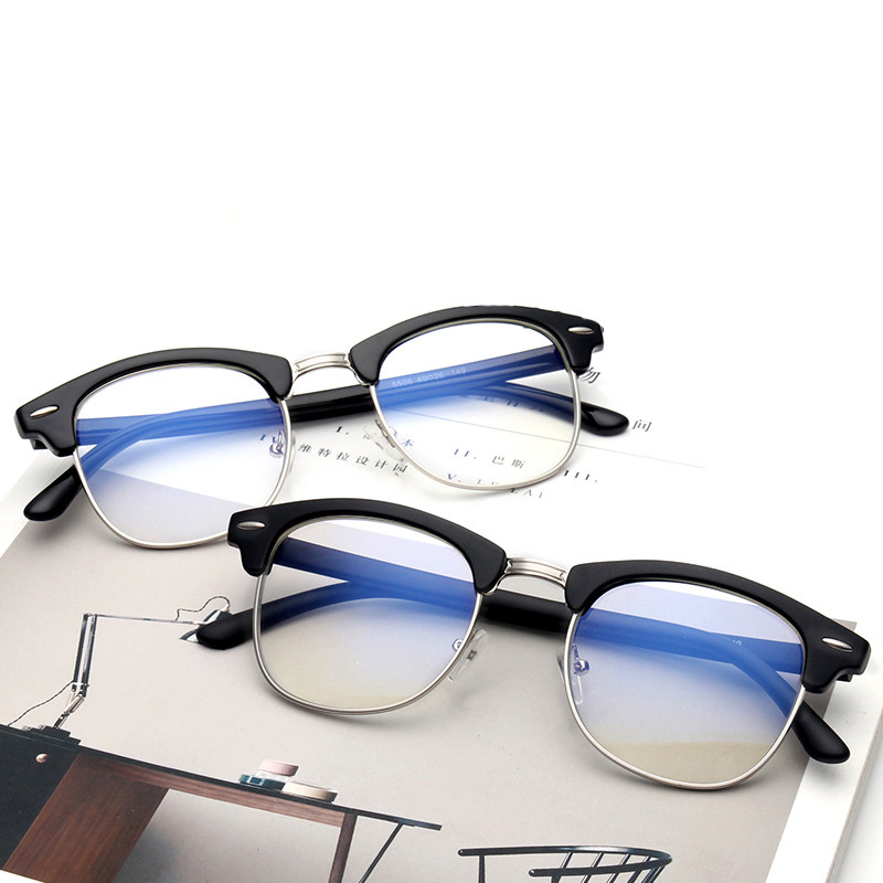 Anti-Blu-ray glasses Eye Protection Flat Light Radiation-Free Anti-Fatigue Men And Women Full Frame Discoloration Matched Myopia Anti-Fog