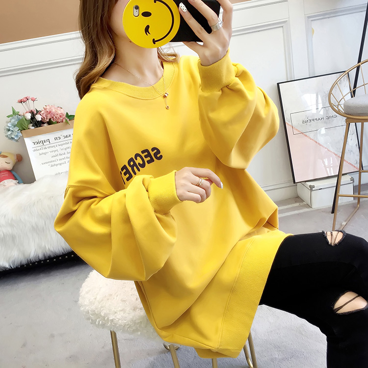 Pregnant woman's sweatshirt with long sleeve female spring loaded with Korean version loose medium long version of spring jacket thin spring and autumn short spring jacket