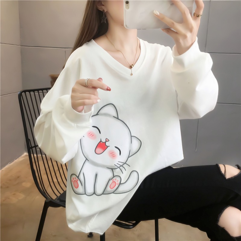 Gestational Woman Dress T-shirt Long Sleeve Loose Blouse T-shirt Autumn Mid-Season Long Half Sleeve Style Autumn Dress Summer Spring Autumn and Autumn Thick T-Shirt