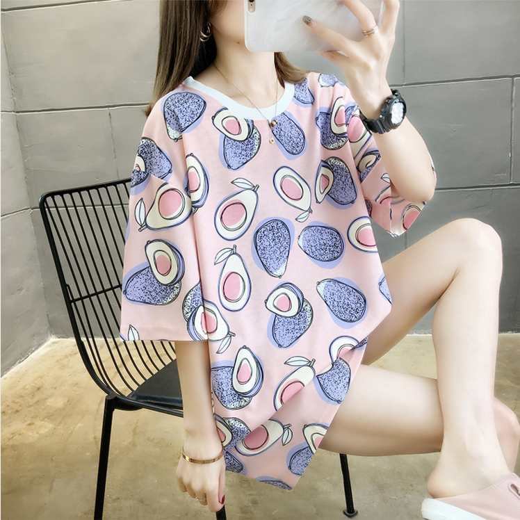 Pregnant woman short sleeve T-shirt female loose medium long version short summer half sleeve spring summer hit bottom jacket Korean version summer dress pure cotton