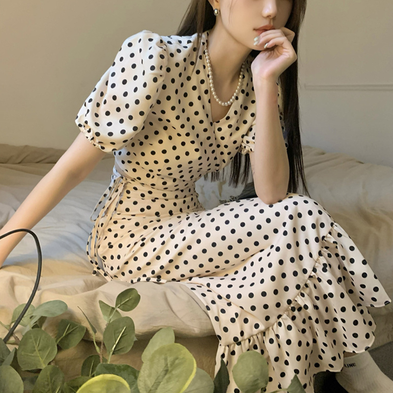 Grove Forever Seaside Vacation Beach Dress Women's Summer Super Fairy Polka Dot Top Dress Set Grove Forever Seaside Vacation Beach Dress Women's Summer Super Fairy Polka Dot Top Dress Set
