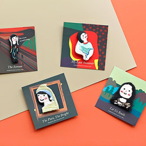 New UPICK * BOB Head Sister embroidered brooch Mona Lisa girl pin with pearl earrings
