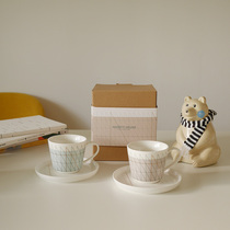 Knock good-looking geometric stripes coffee cup and saucer set ceramic home afternoon tea set gift box