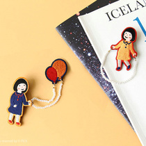 upick * BOB head girl paper embroidered brooch firewood dog balloon jump rope with pearl bead bag accessories pin