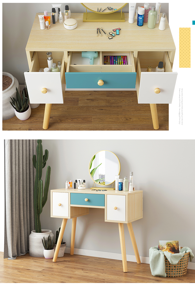 Bắc Âu nhỏ tủ quần áo phòng ngủ hiện đại tối giản bàn trang điểm lưới màu đỏ in bàn trang điểm đơn giản kinh tế cửa sổ bay - Bàn bàn xếp học sinh